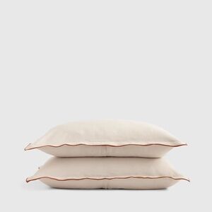 Quince European Linen Double Embroidered Edge Sham Set